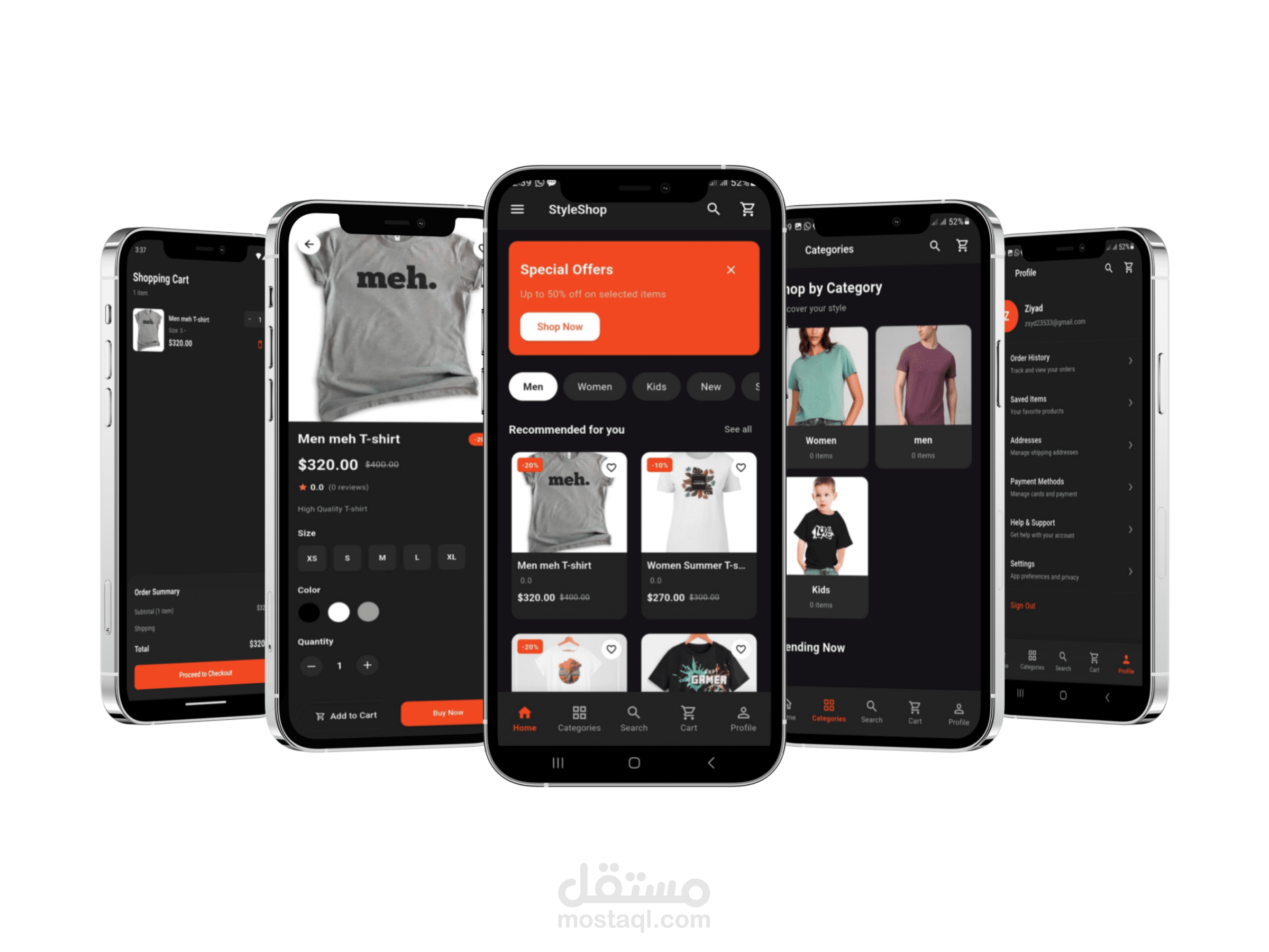 تطوير تطبيق متجر إلكتروني متكامل للأزياء (Android & iOS)