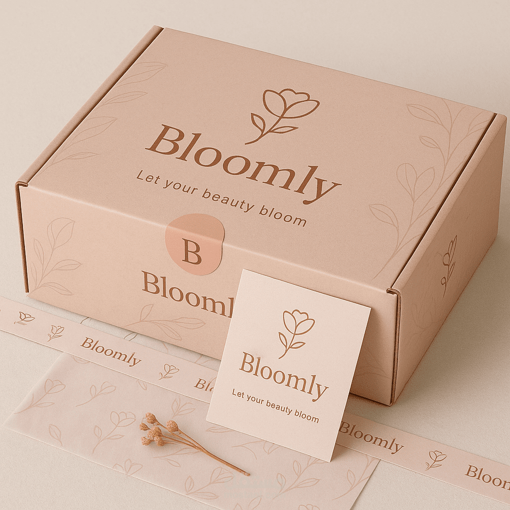 Bloomly | تصميم شعار أنثوي راقٍ لعلامة عناية طبيعية بالبشرة