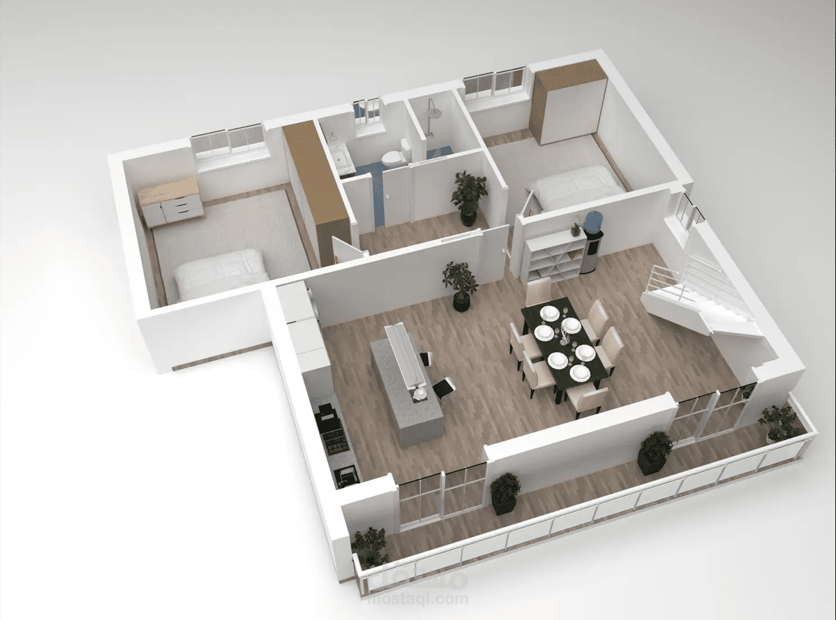 تصميم 3D مشروع فيلا سكنية