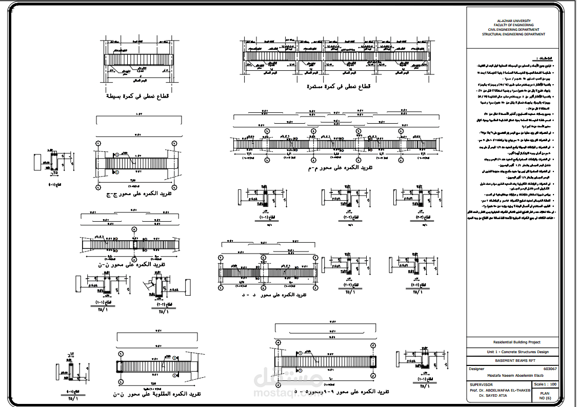 التصميم الإنشائي الكامل لمبنى سكني – خرسانة مسلحة (Foundation & Superstructure)