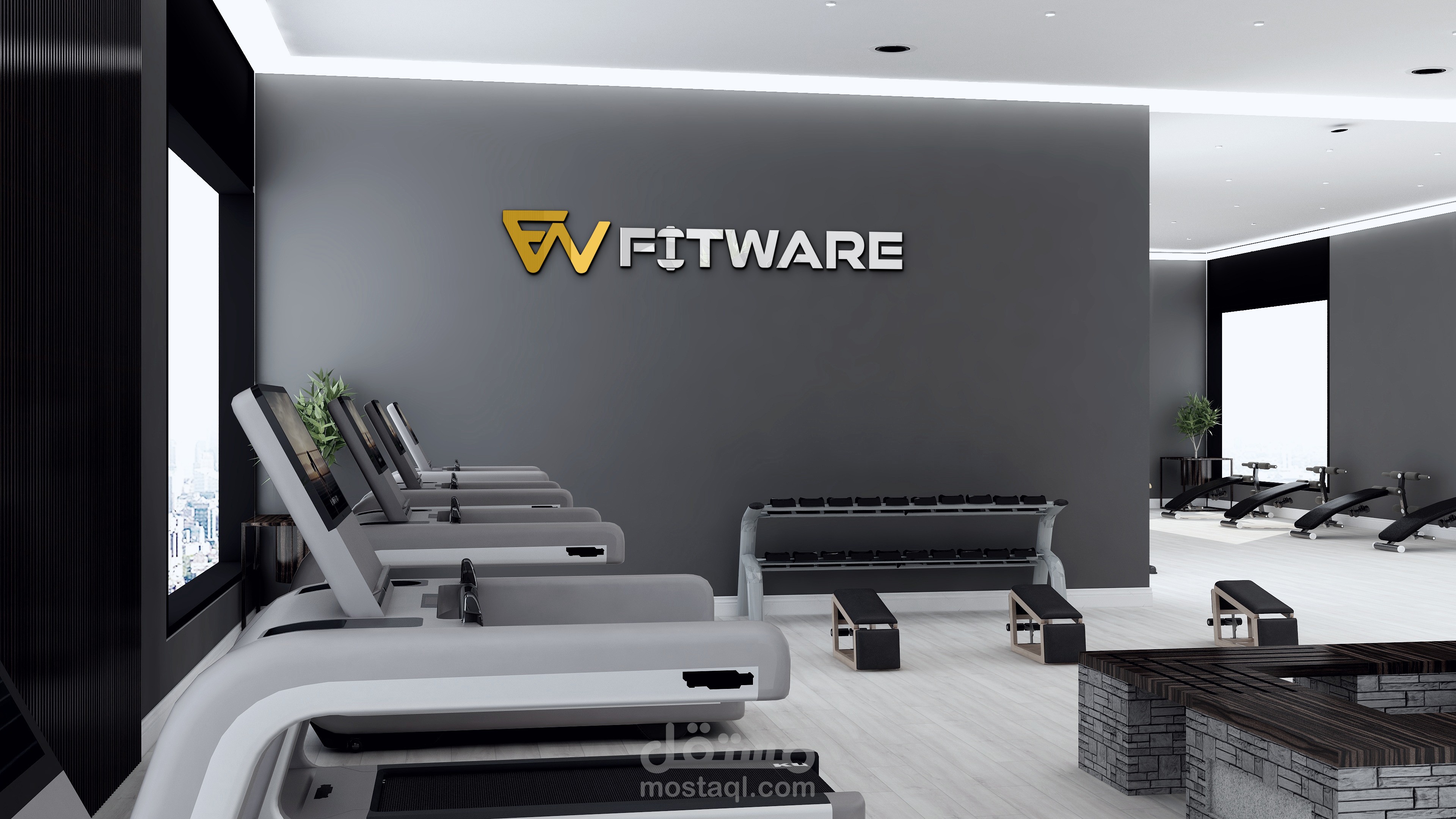 تصميم شعار وهوية بصرية لصالة رياضية