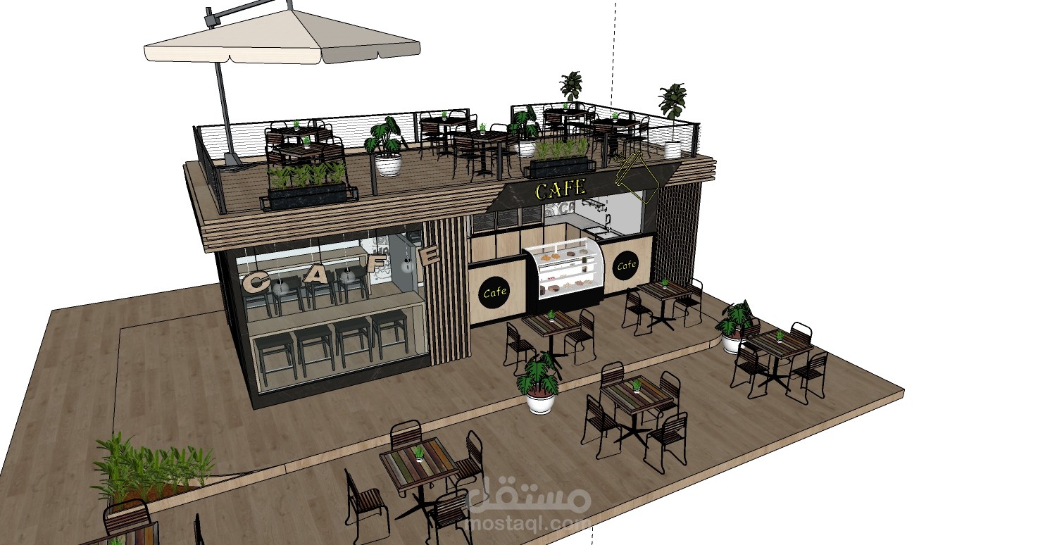 تصميم كشك قهوة مع قعدة خرجيةل شركة سعودية