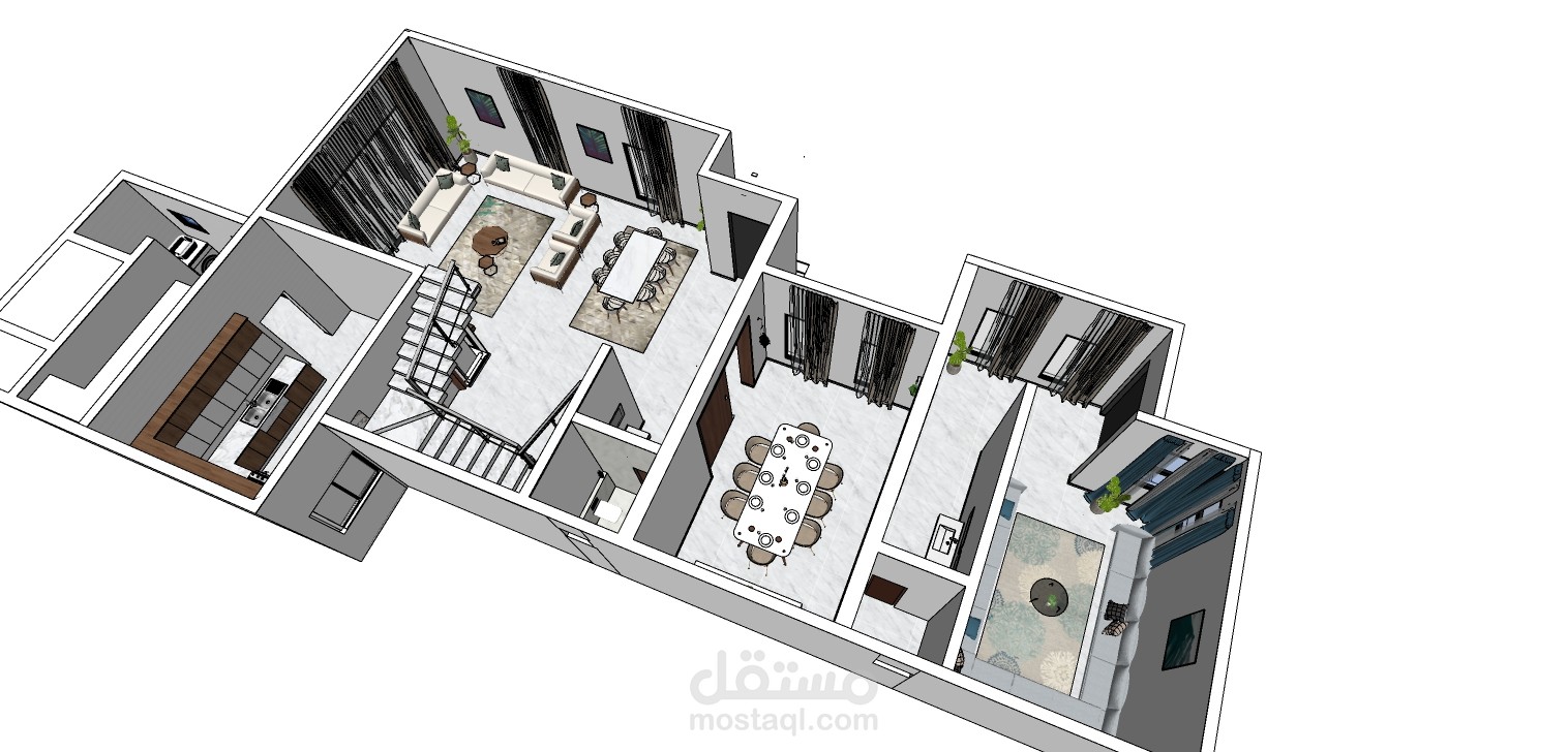 تصميم فيلا طابقين و سطح ( صور Top View فقط )