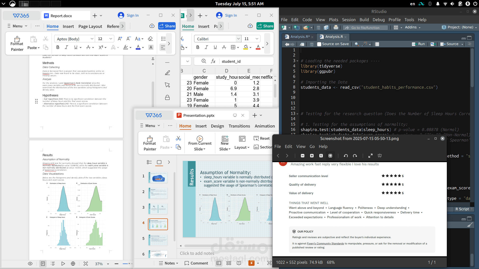 Data Analysis, Visualization & Report Writing Using R Programming