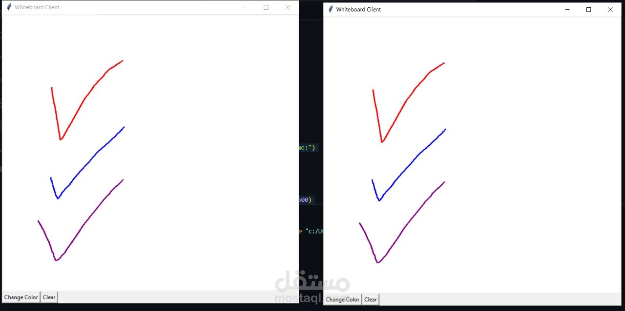 تطبيق وايت بورد جماعي بلغة بايثون باستخدام Tkinter و Socket