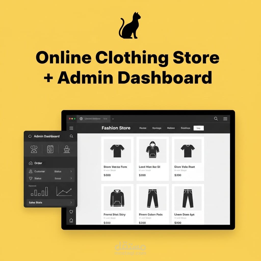 منصة بيع ملابس متكاملة (E-Commerce) مع لوحة تحكم أدمن وتتبع الطلبات