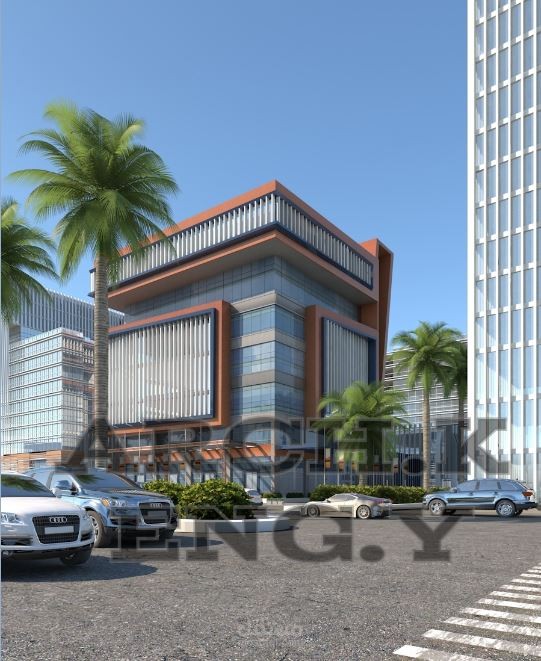 برج تجاري  دراسة معمارية وانشائية