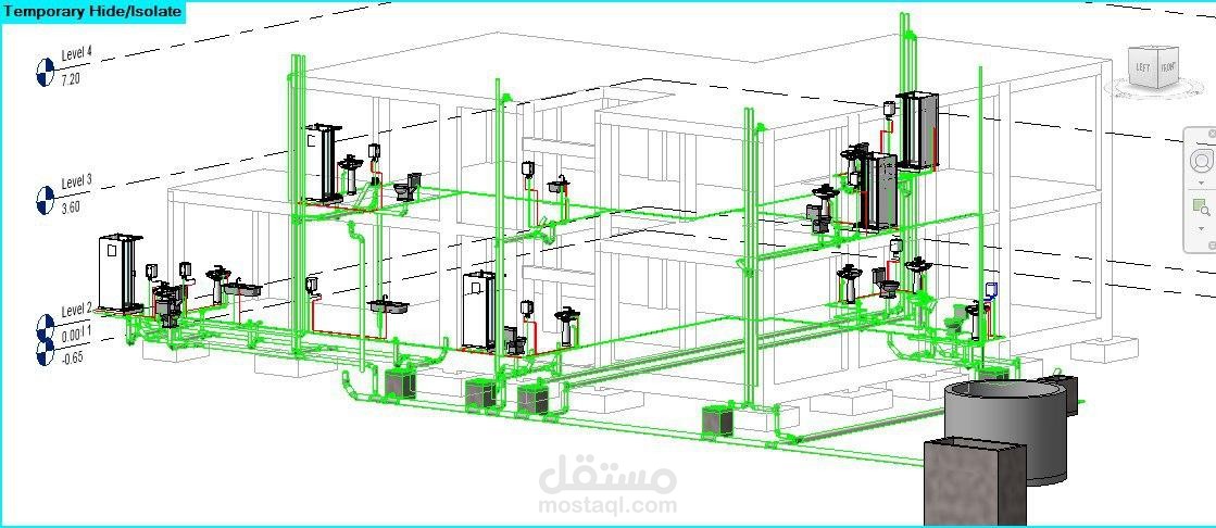 الاظهار 3D للسباكة المعلقة باستخدام Revit