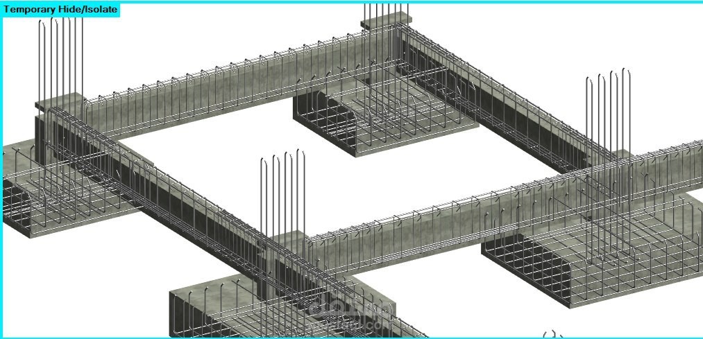 الاظهار 3D للهيكل الانشائي ( تسليح وخرسانة ) باستخدام Revit