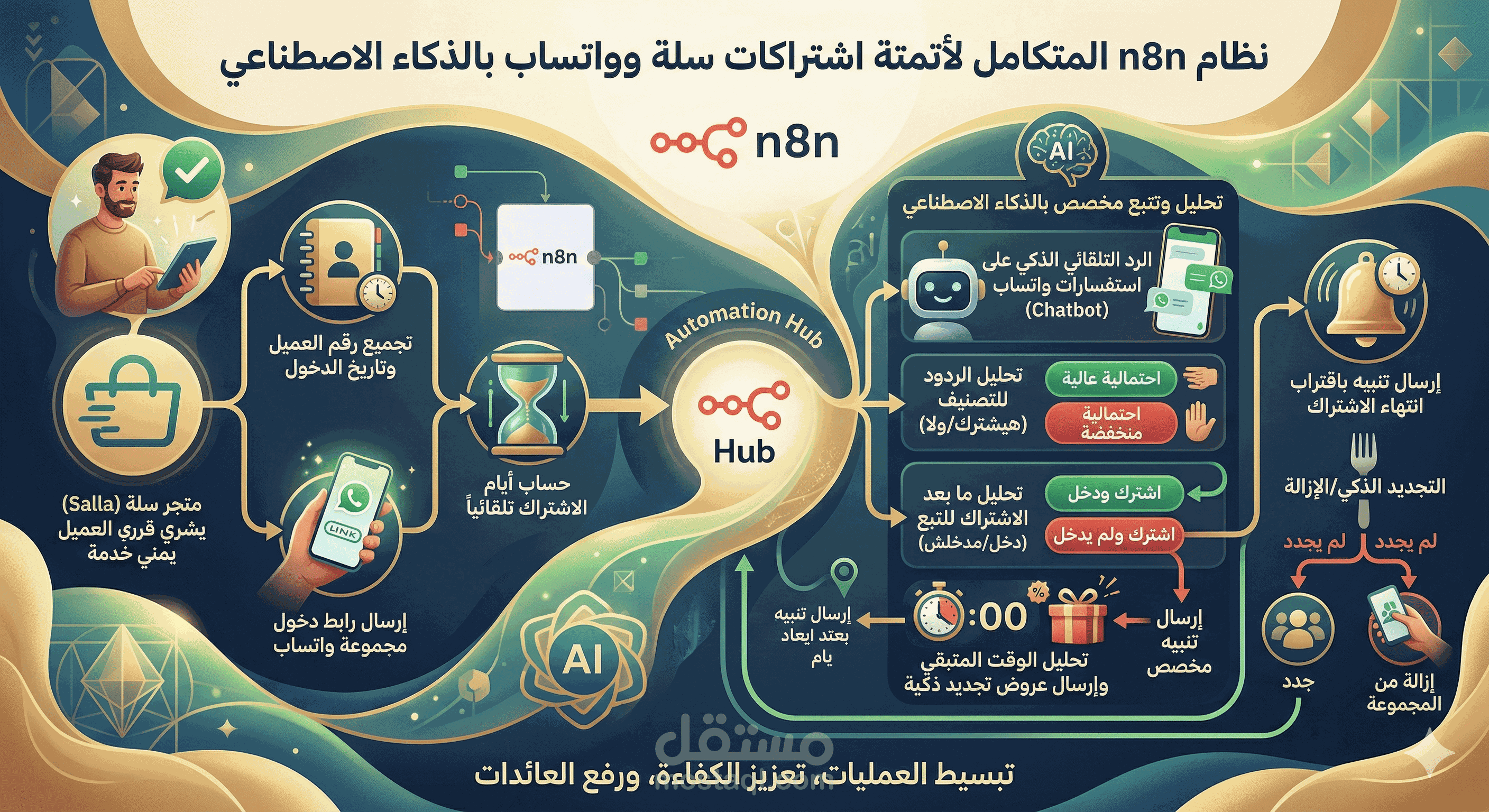 نظام الأتمتة الذكي لإدارة الاشتراكات وخدمة العملاء عبر n8n