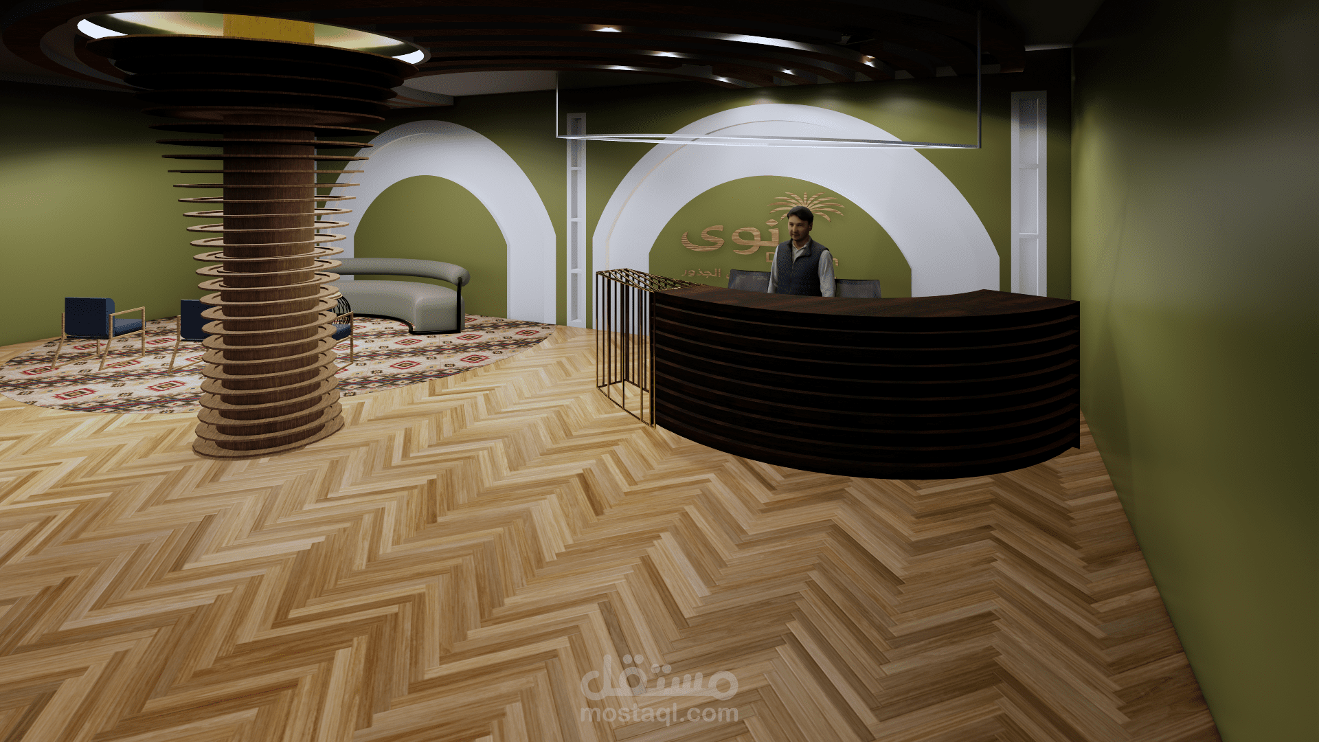 تصميم داخلي لشركة استشارات هندسية بطابع عربي