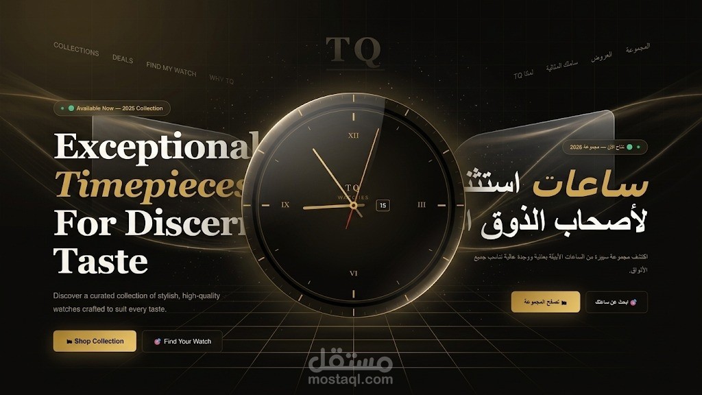 تصميم وتطوير متجر ساعات إلكتروني احترافي باستخدام React