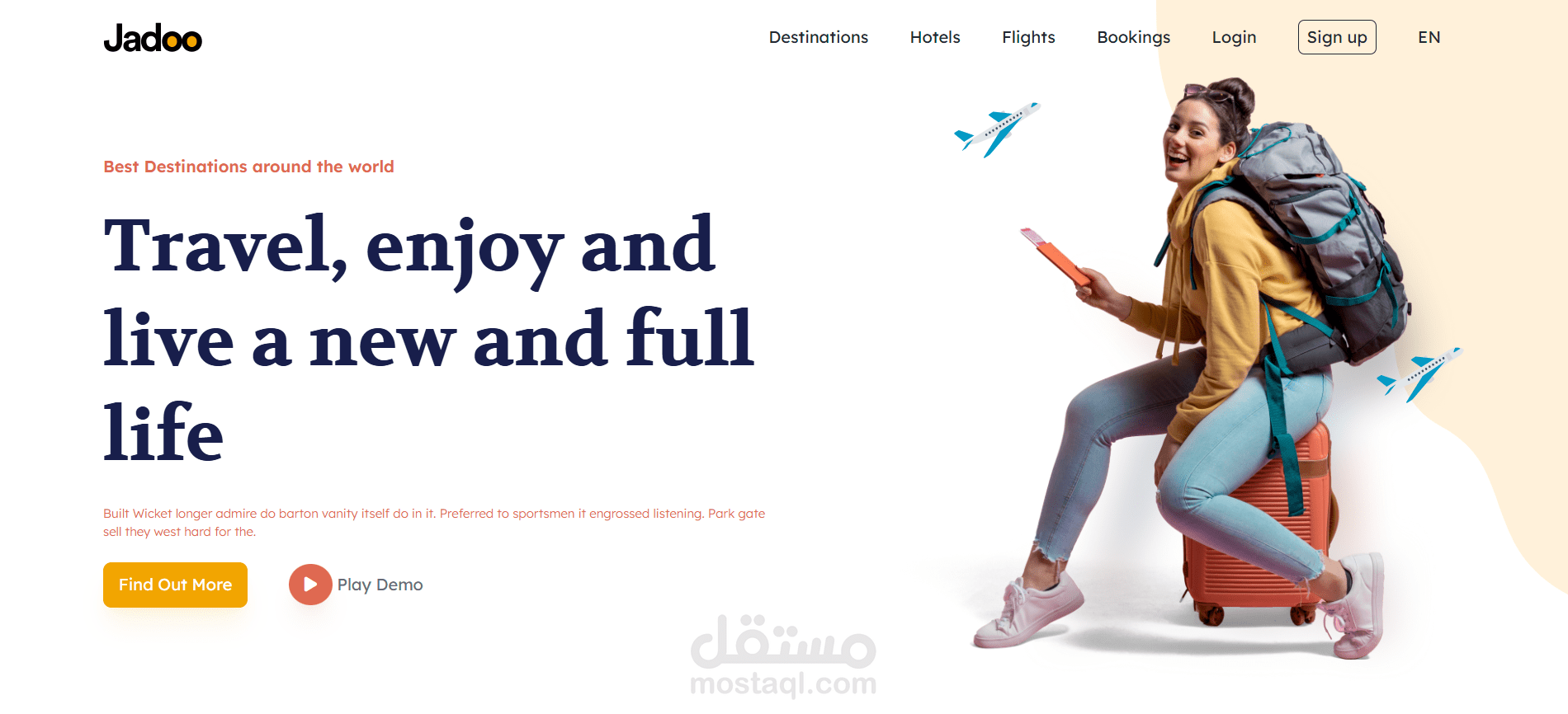 صفحة هبوط بشركة رحلات - Jadoo Landing Page