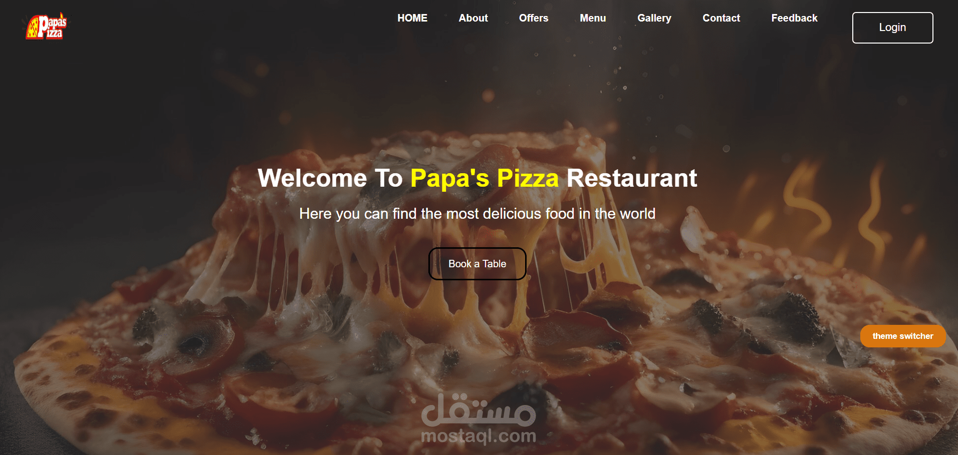 موقع ويب لمطعم بيتزا