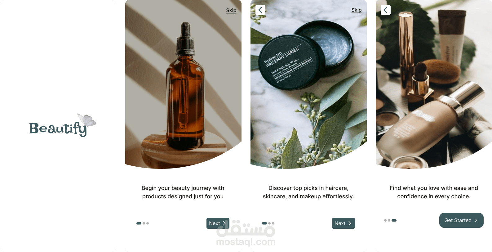 تصميم واجهات تطبيق لمنتجات التجميل – تجربة مستخدم سلسة وجذابة Beautify