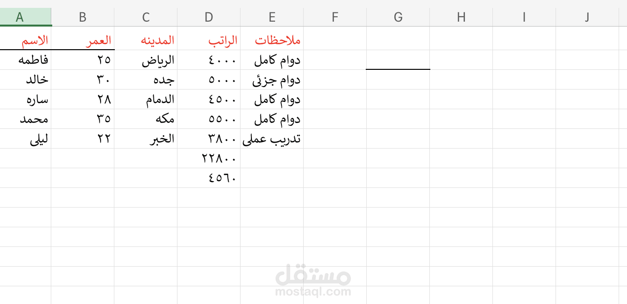 جدول Excel احترافي لإدخال البيانات وحساب الرواتب