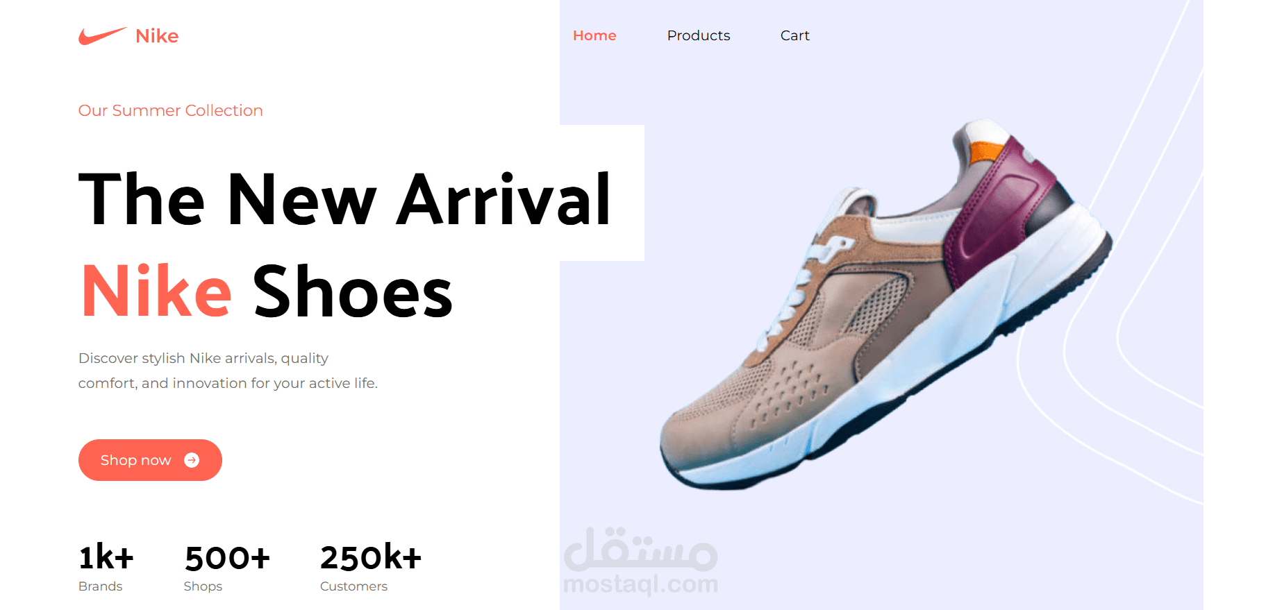 تصميم وتطوير واجهة متجر إلكتروني عصري مستوحى من Nike باستخدام React وFramer Motion