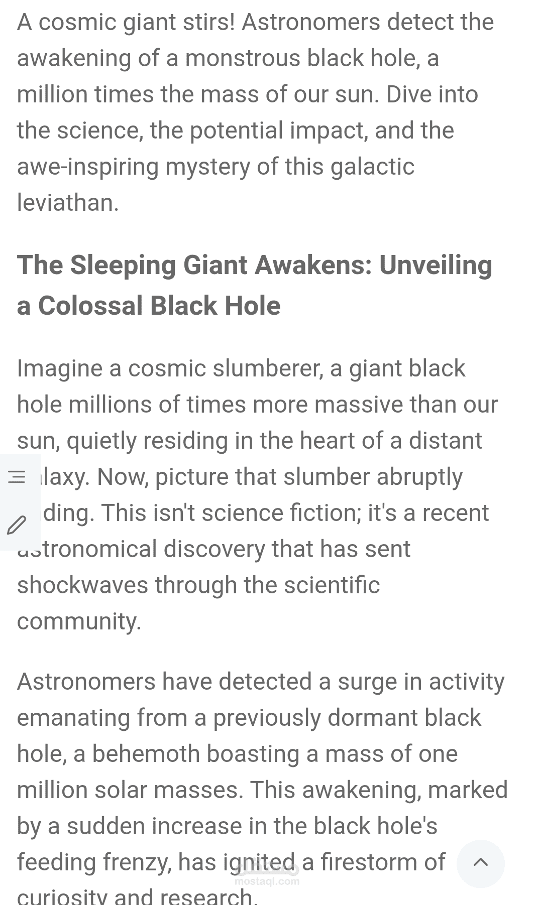 Colossal Black Hole Wakes Up! Galaxy Feels the Tremor (1 Million Solar Masses!)