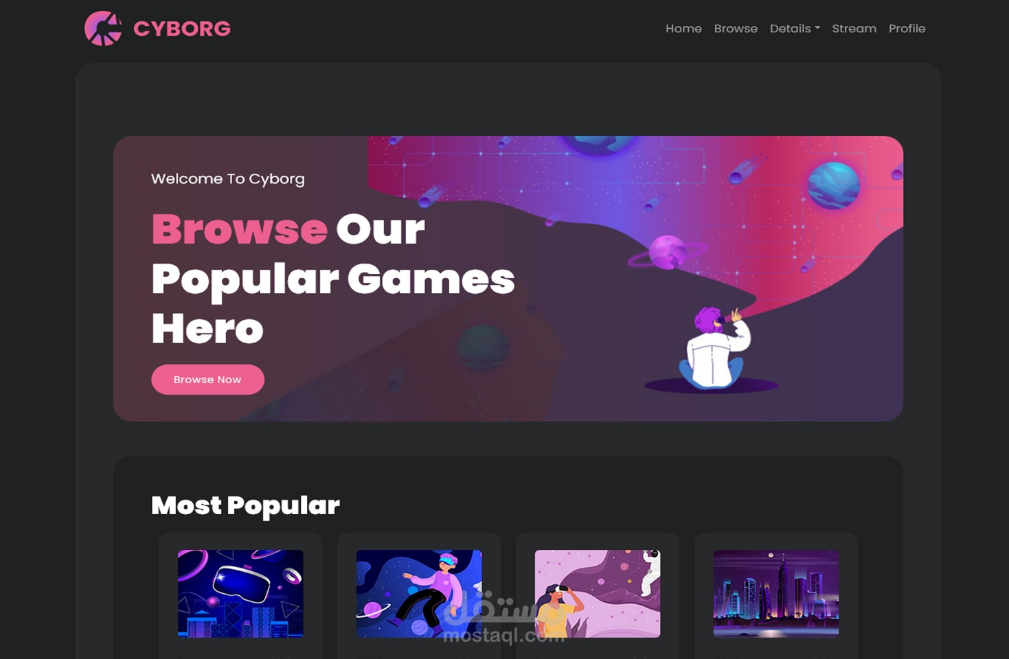 إنشاء موقع CYBORG باستخدام مكتبة React