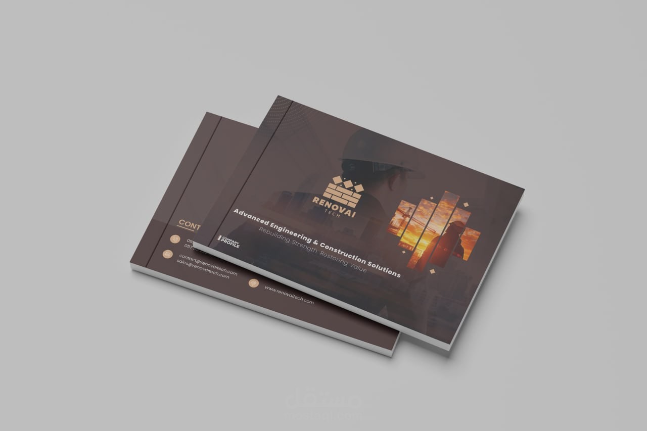 تطوير هوية بصرية متكاملة لشركة مقاولات بالمملكة العربية السعودية