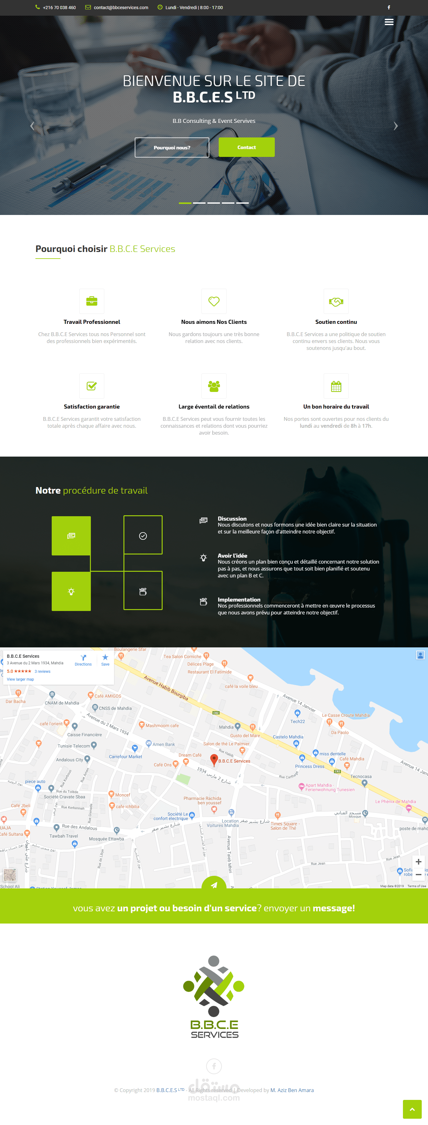 موقع تعريفي / landing page لشركة BBCES للخدمات