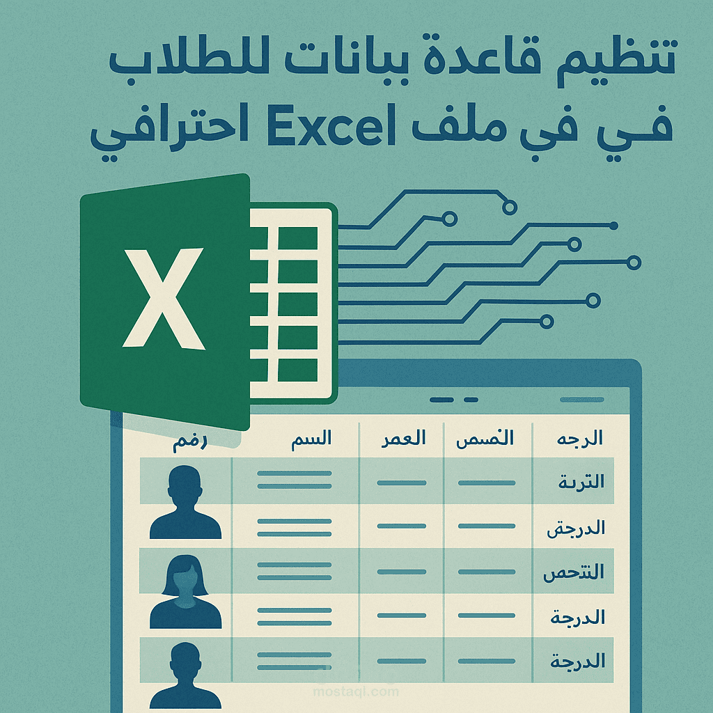 تنظيم قاعدة بيانات للطلاب في ملف Excel بشكل احترافي