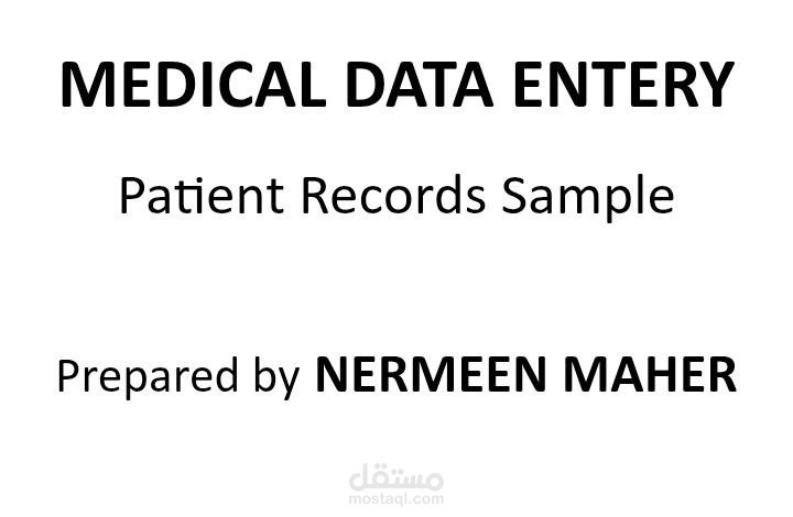 Medical Data Entry – Patient Records Sample