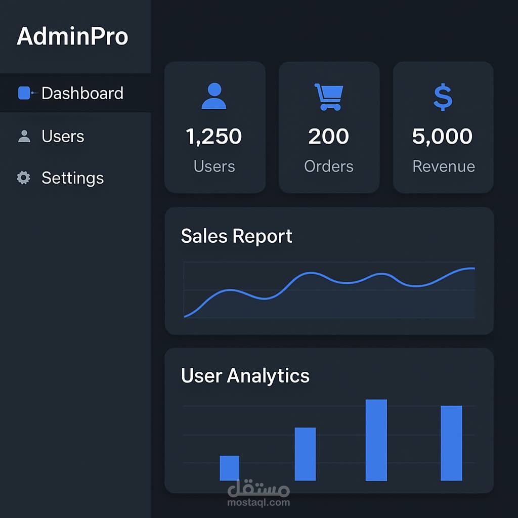 لوحة تحكم AdminPro - نظام ادارة مخصص للمواقع والتطبيقات