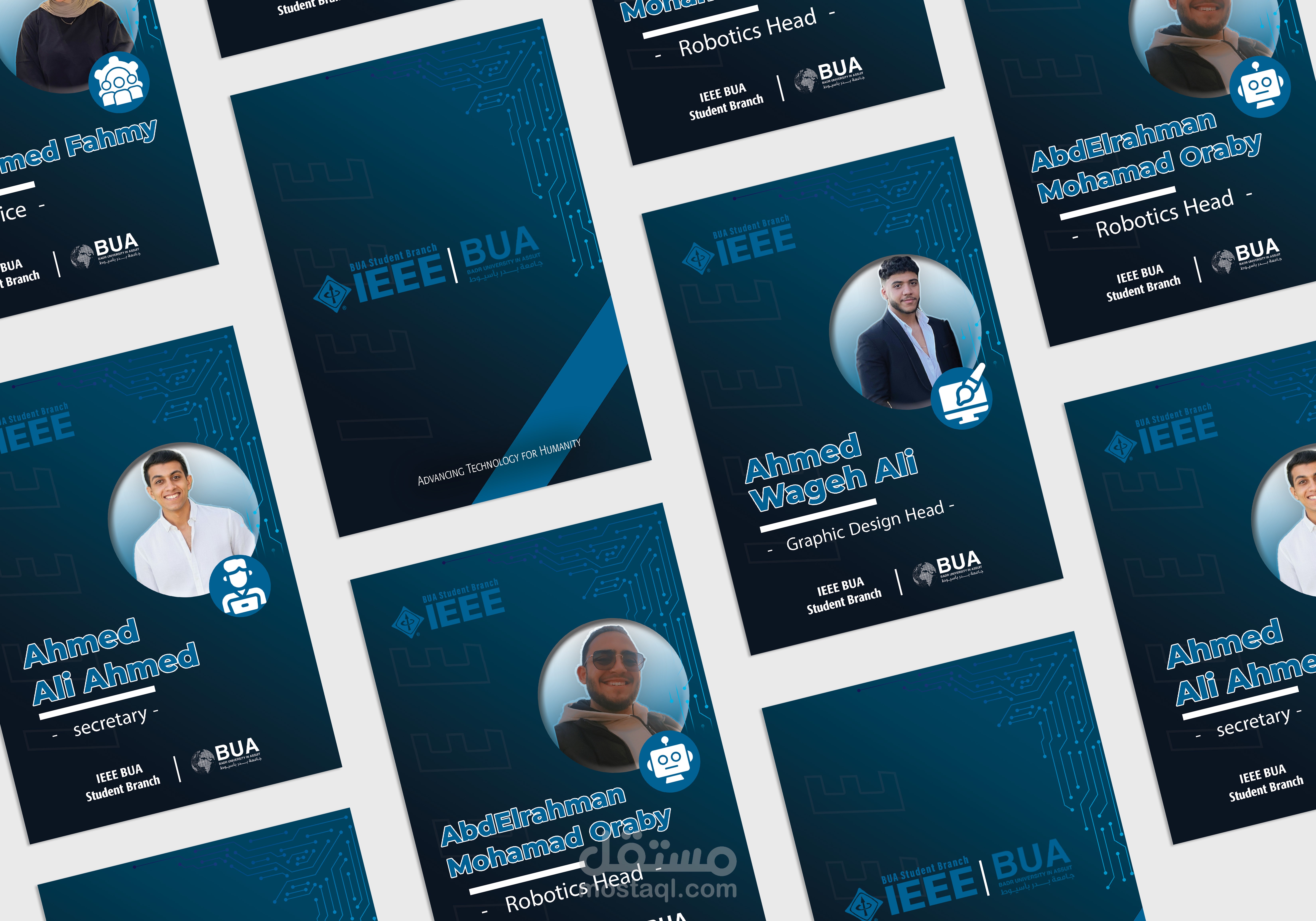 تصميم بطاقات تعريف للأعضاء – فرع IEEE BUA الطلابي