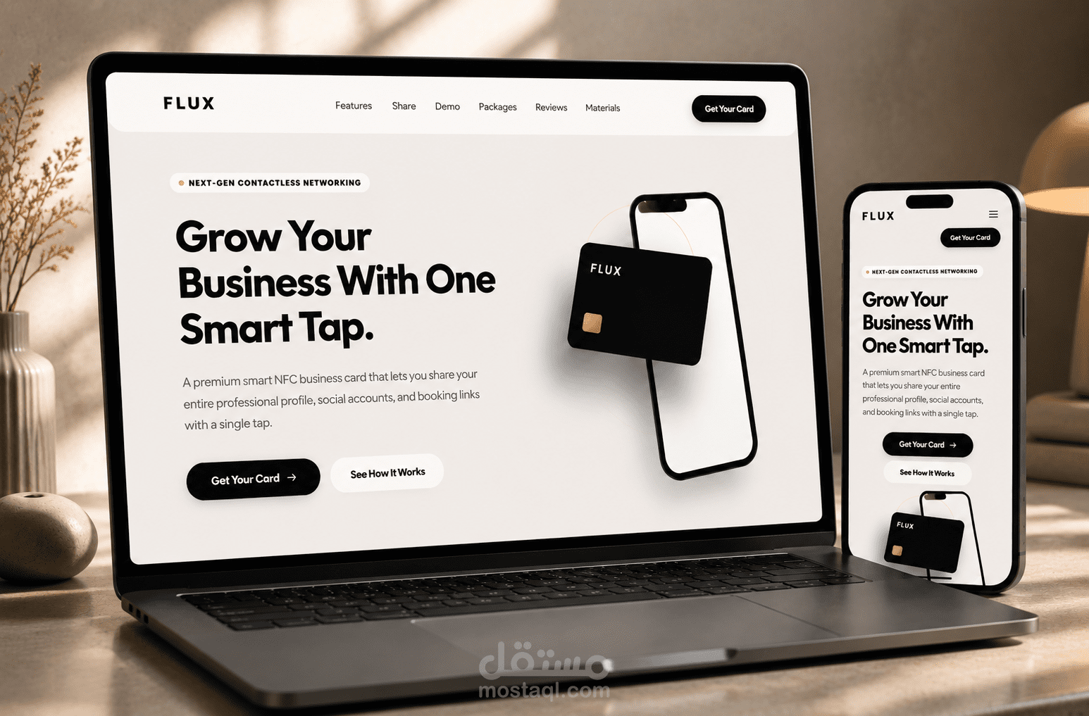 تطوير Landing Page احترافية لمنتج FLUX Smart Card