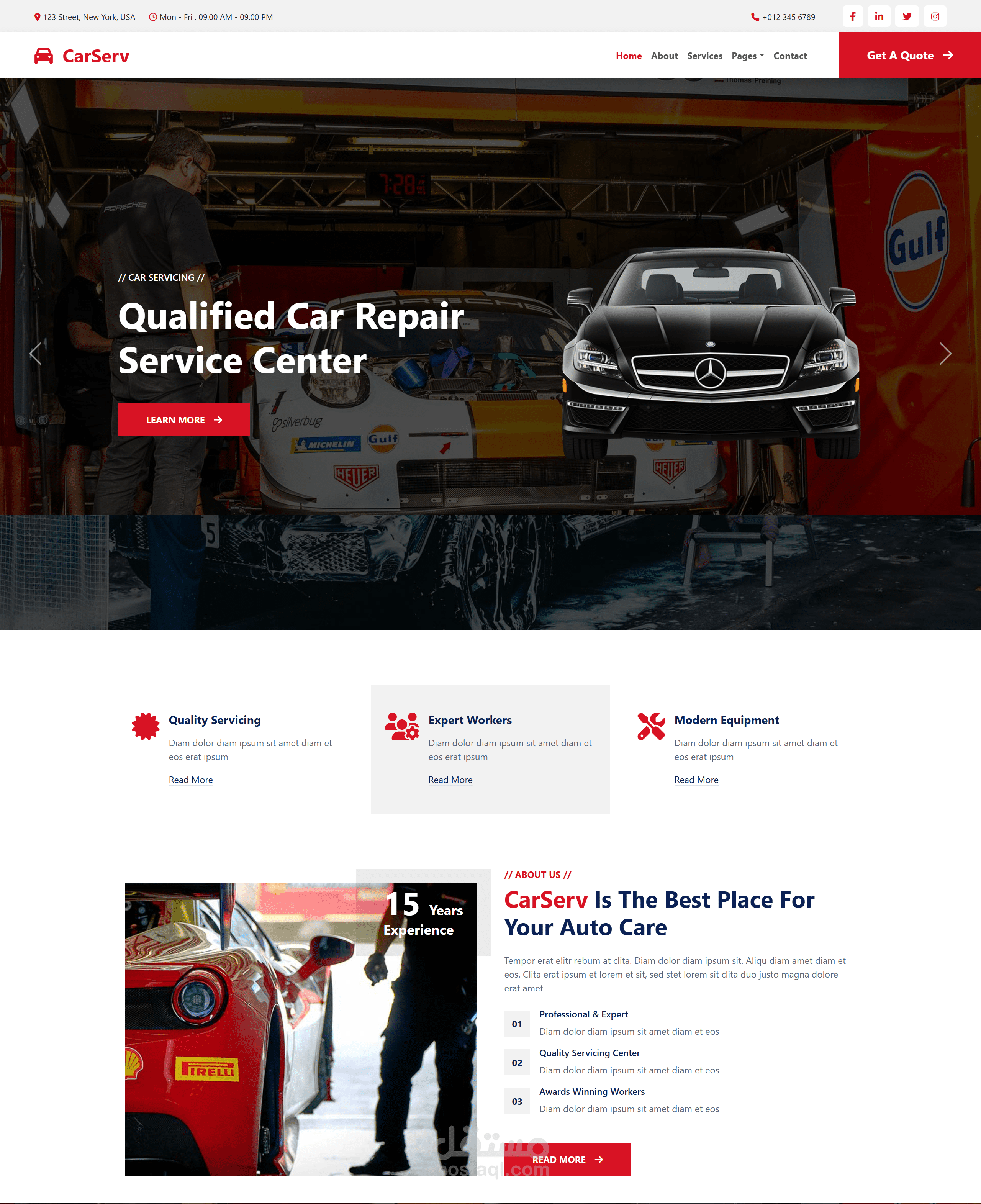 تصميم موقع لشركة صيانة سيارات باستخدام Bootstrap