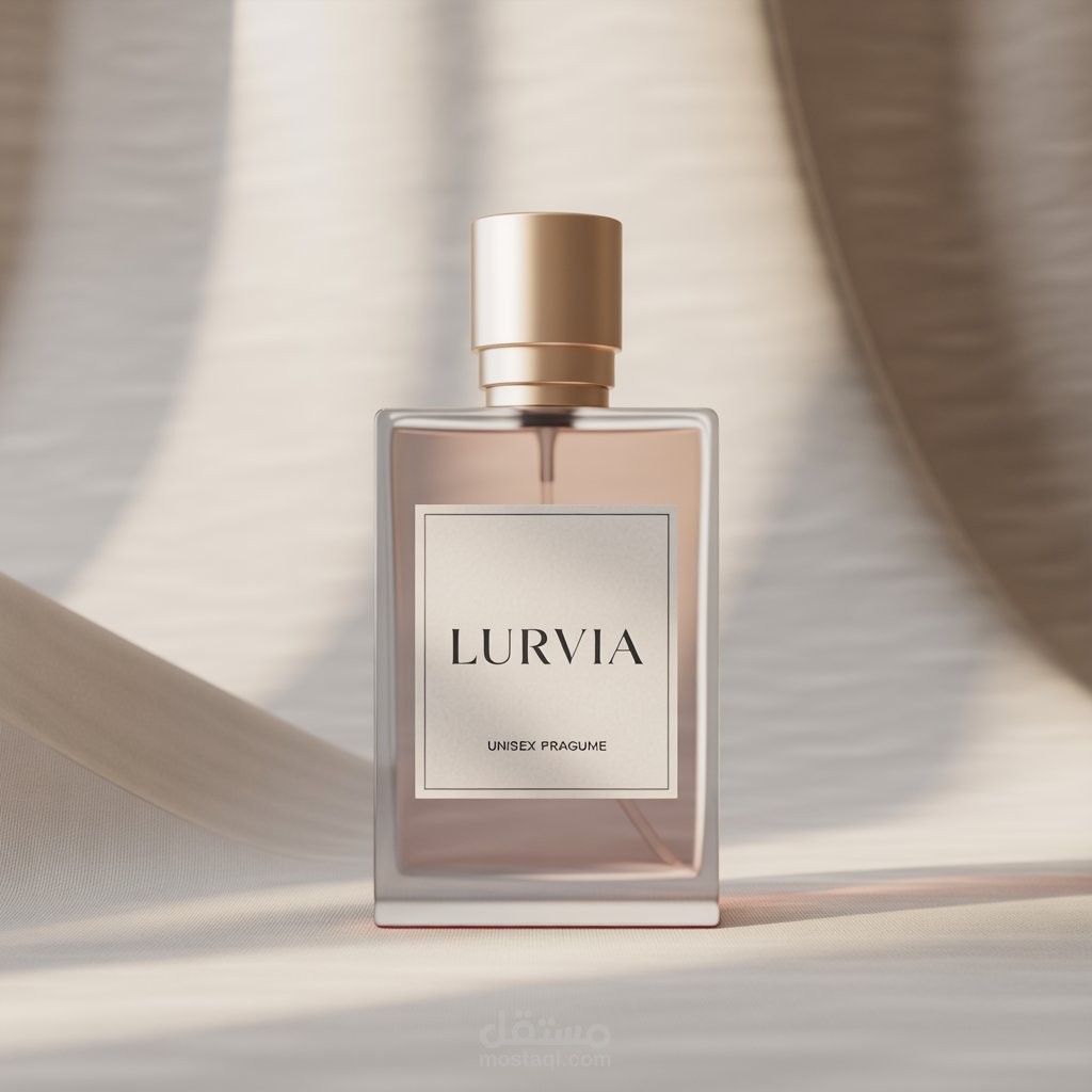 Lurvia – Premium Perfume Design A full branding concept including bottle and packaging design for a luxury unisex fragrance.