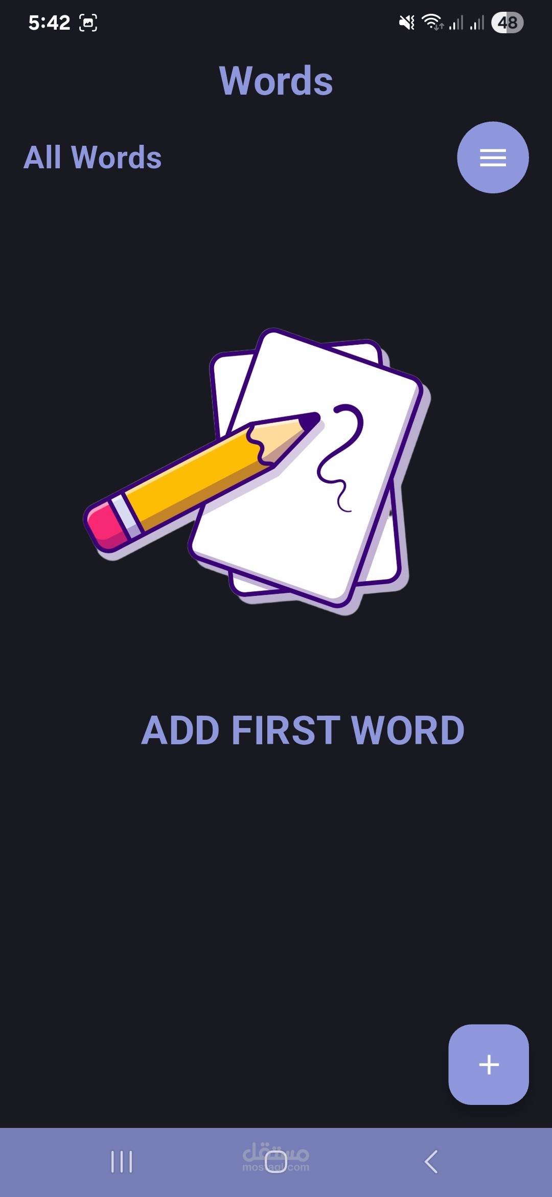 Words To Remember - تطبيق فلاش كاردز تفاعلي.تطبيق تعليمي يعتمد على البطاقات لتسهيل الحفظ والمراجعة، مع تصميم ملون وواجهة سلسة.