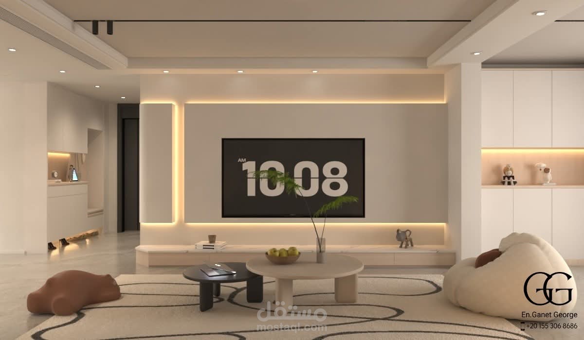تصميم داخلي احترافي لغرفة معيشة عصرية ومريحة