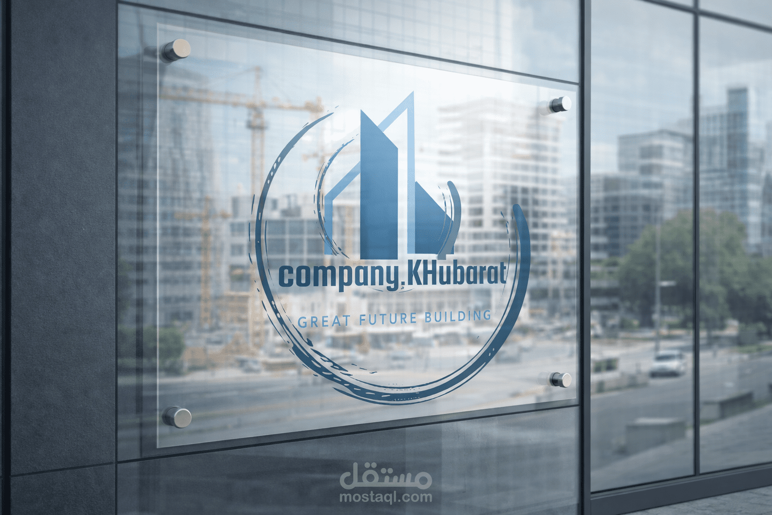 لوقو لشركة  خبرات للمقاولات   بتدرجات اللون الأزرق