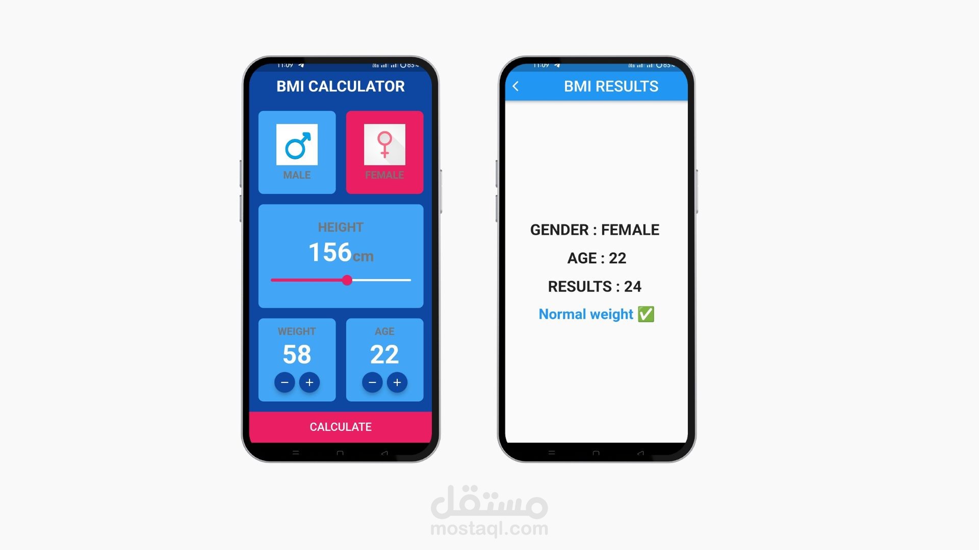 تطبيق BMI Calculator لحساب مؤشر كتلة الجسم باستخدام Flutter