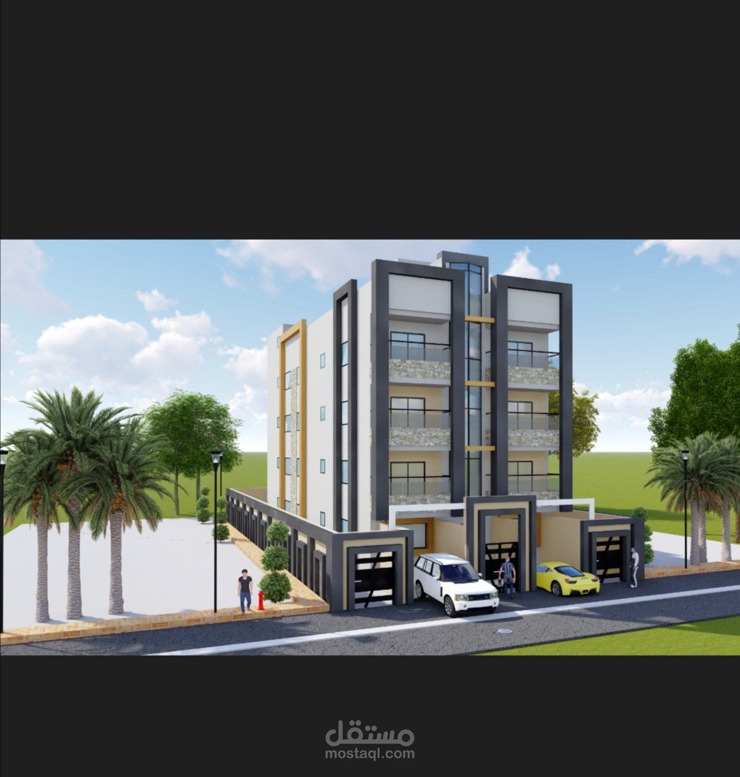 تصميمات خارجية لمبنى سكني بمدينة ٦ أكتوبر بمصر