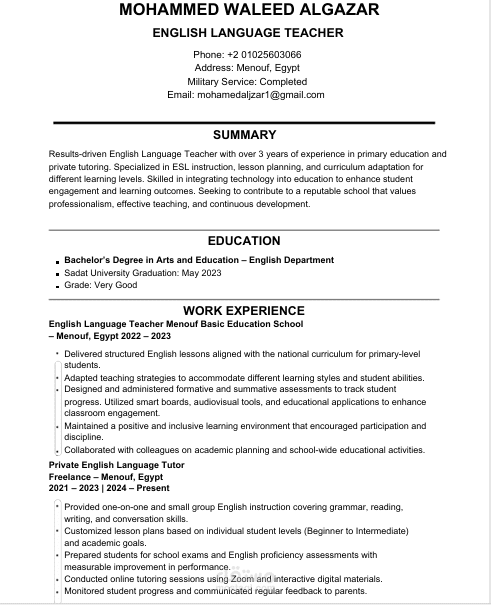 professional CV