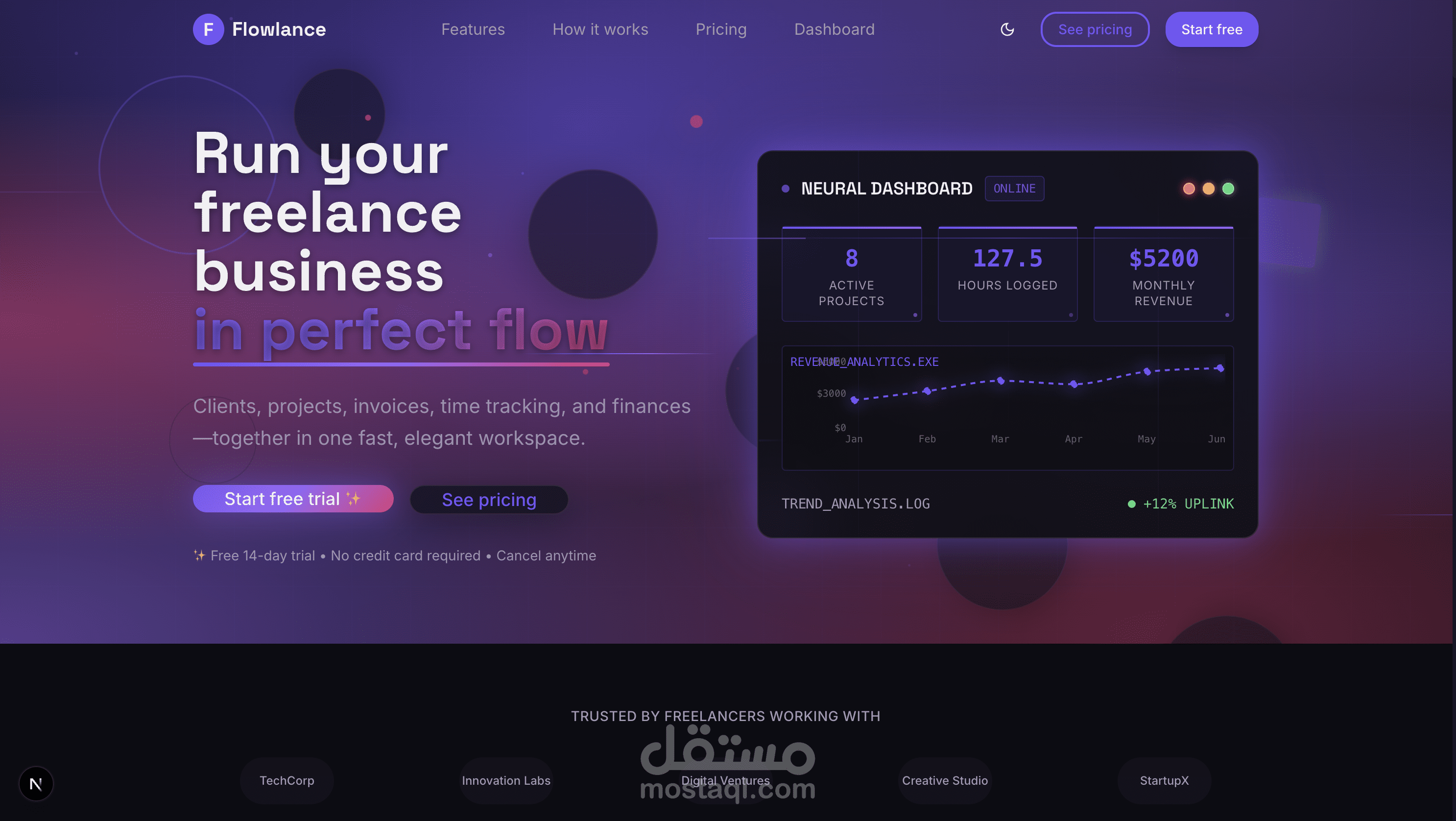 Flowlance – منصة لإدارة أعمال الفريلانسرز (قيد التطوير) SaaS Platform