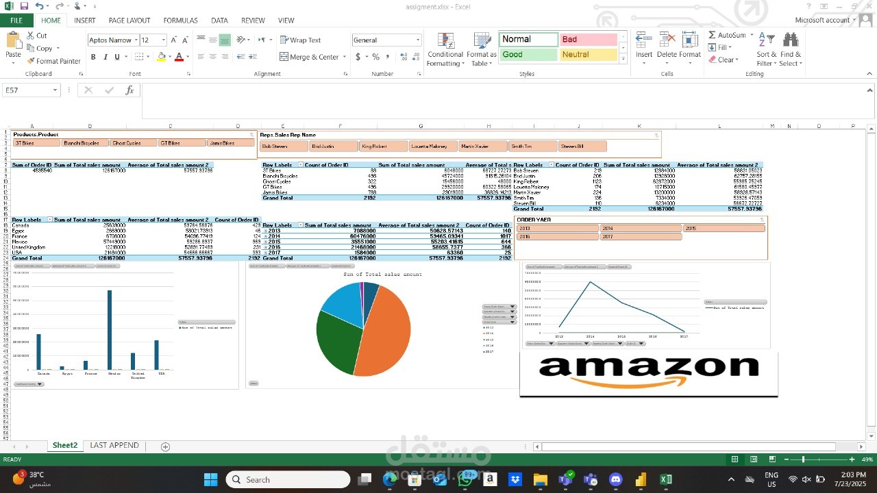سأقوم بتحليل بياناتك باستخدام Excel و power bi و تحويلها إلى تقارير ولوحات تفاعلية تساعدك على فهم البيانات واتخاذ قرارات أفضل