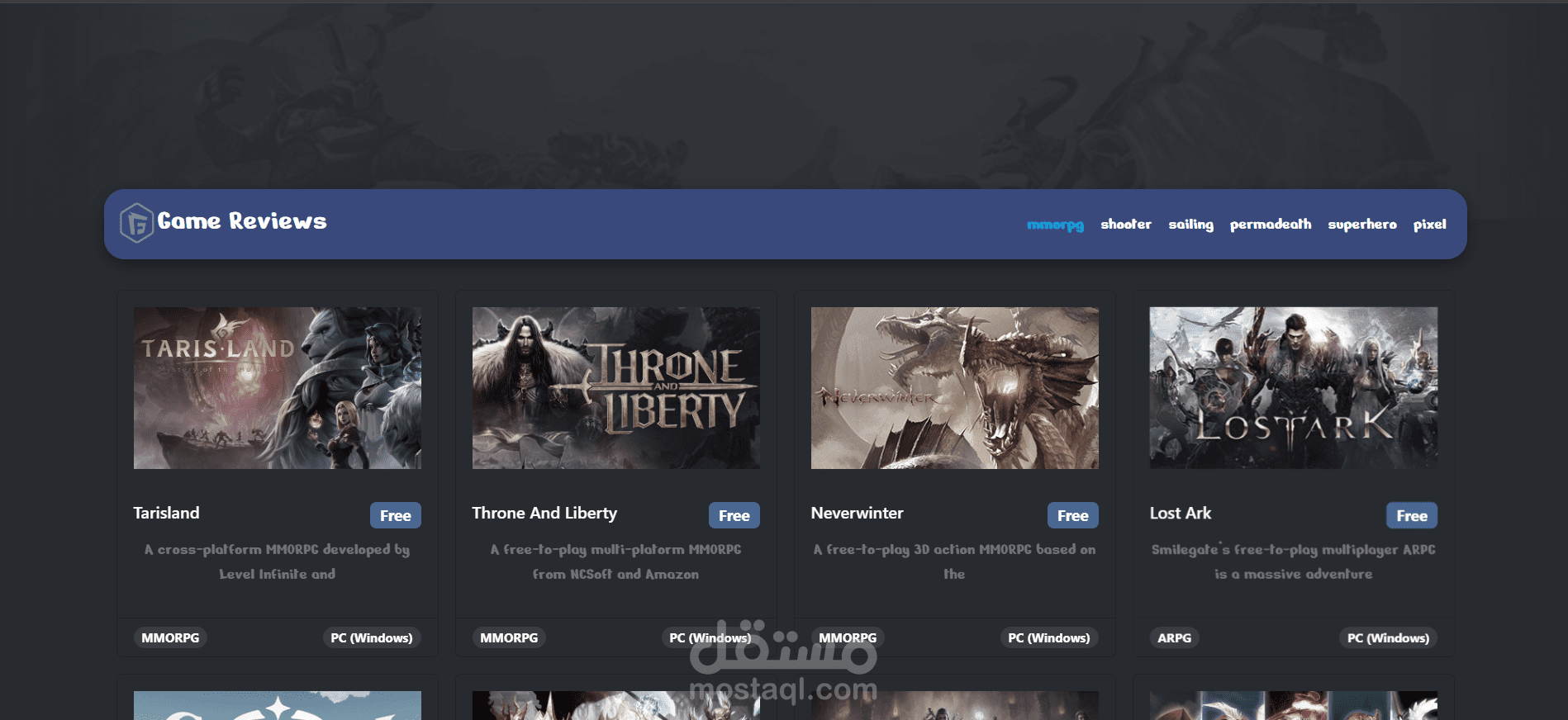 Game over website for game reviews
