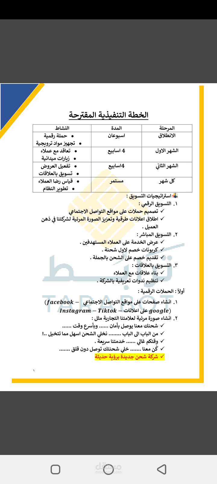 جزء من خطة تسويقية