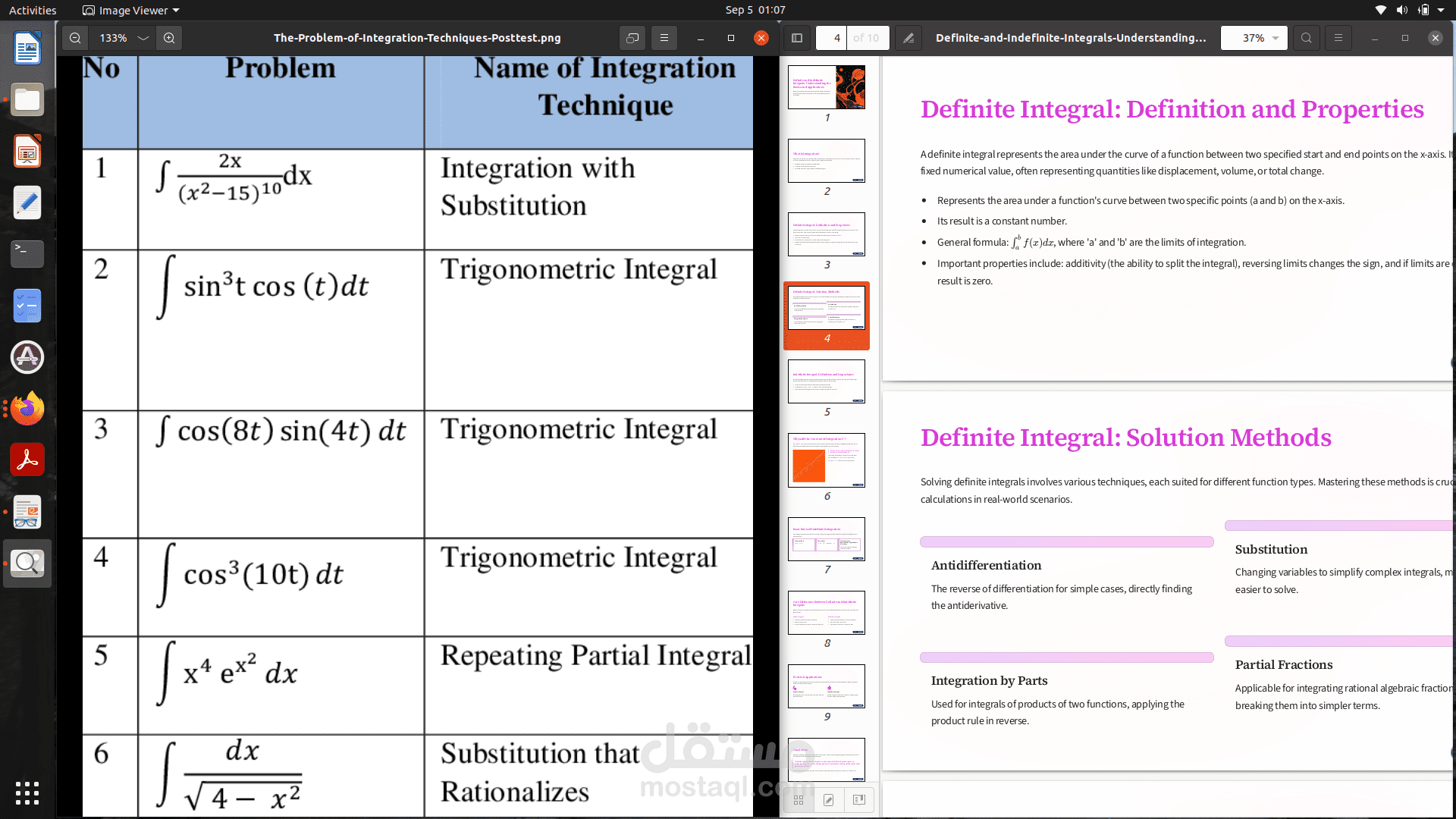 تدريس التفاضل و التكامل و حل المسائل   Differntation and integration tutorials