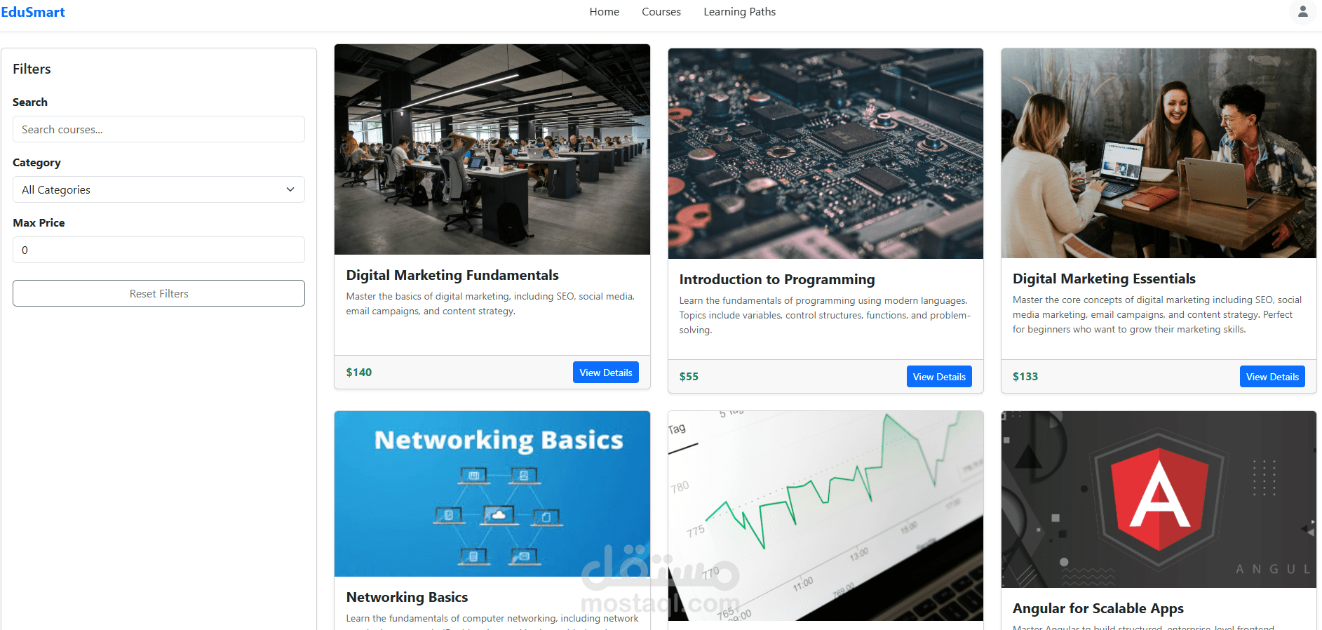 منصة تعليمية تفاعلية كاملة (Full Stack Web Application)