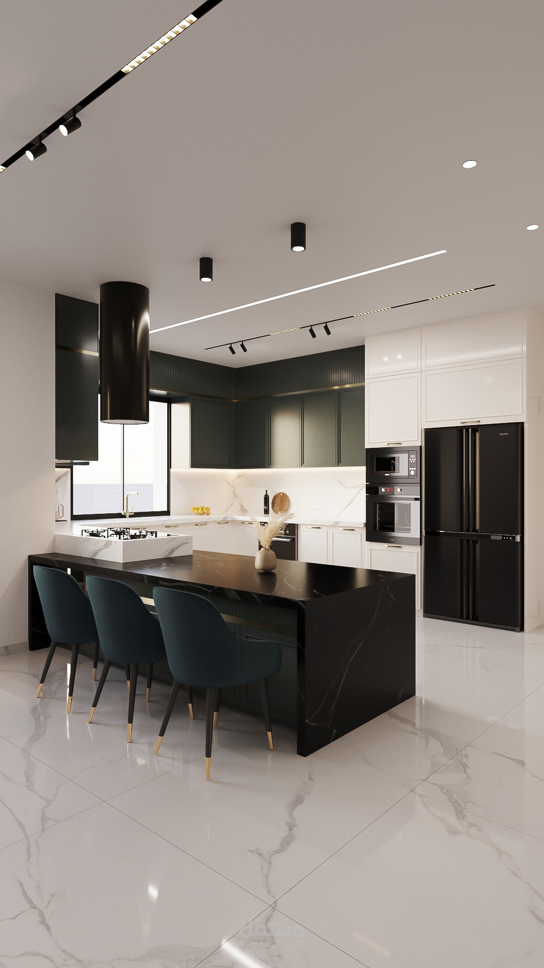 تصميم مطبخ على الطراز النيو كلاسيكي