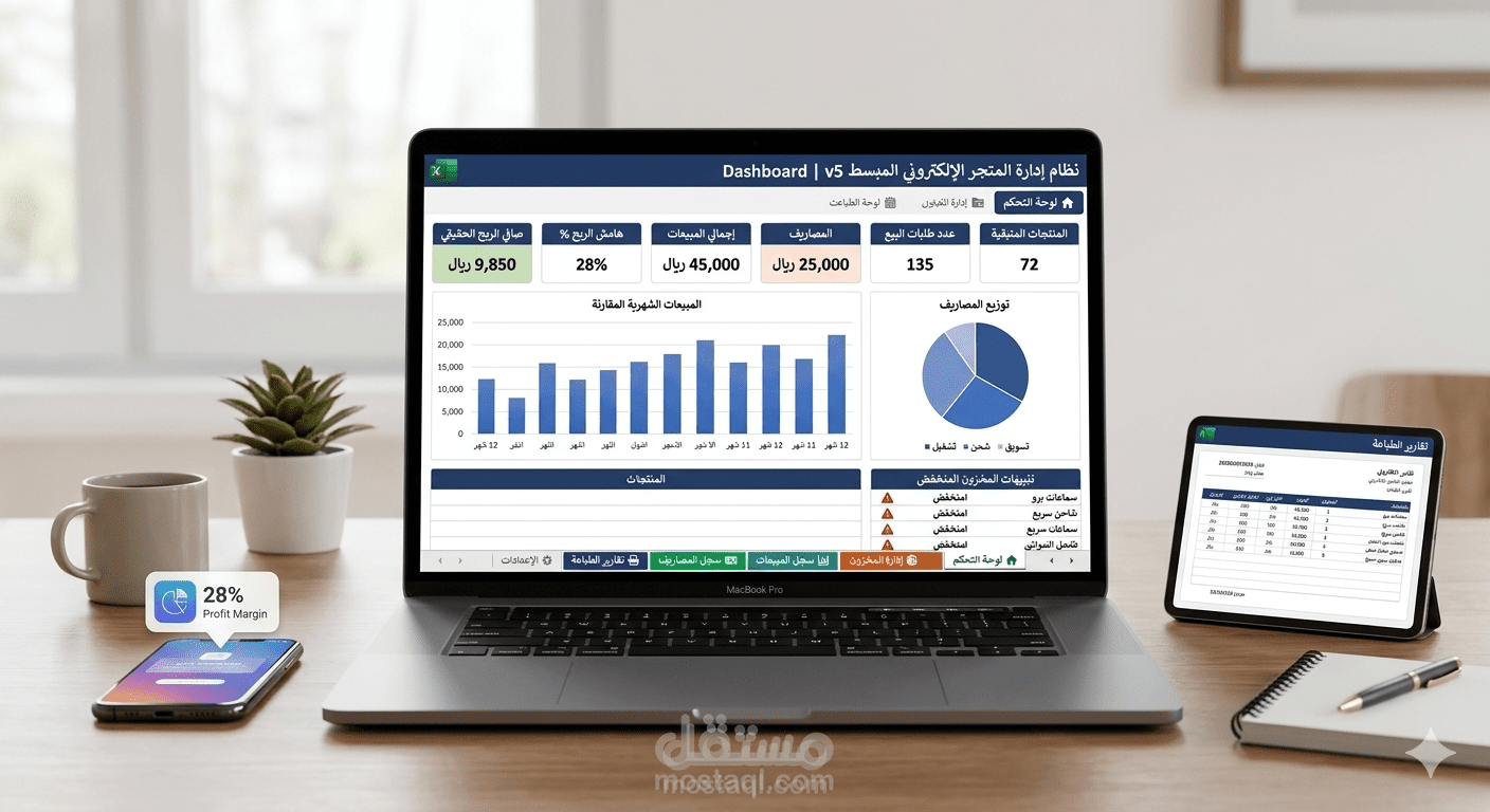 برنامج إدارة المتاجر الإلكترونية وحساب الأرباح والمخزون