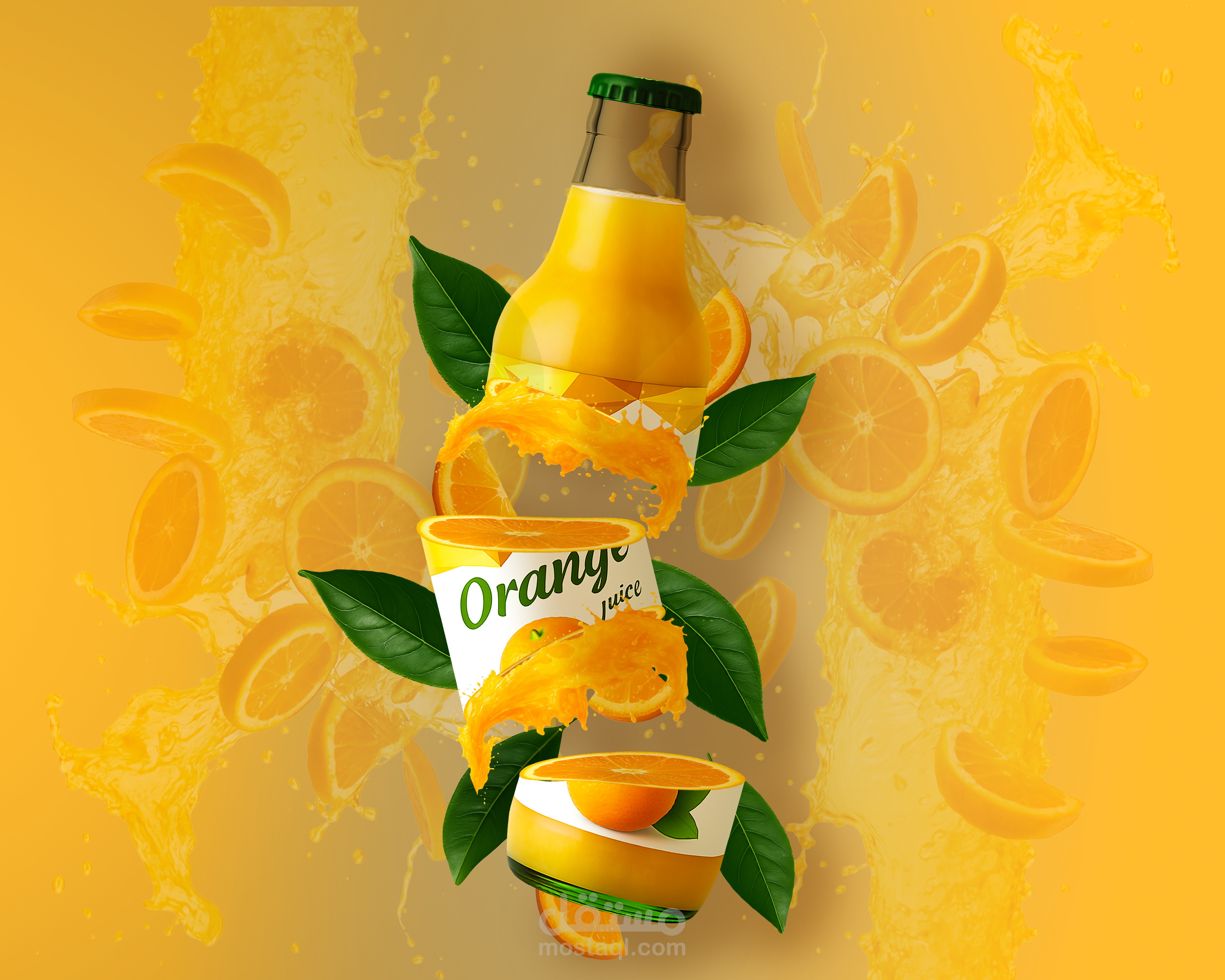 تصميم إعلان عصير البرتقال – طابع منعش وحيوي