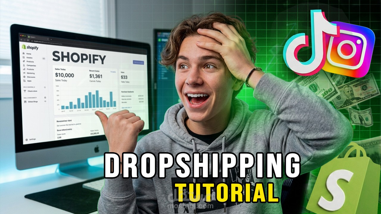 تصميم صورة مصغرة (Thumbnail) لدورة في الدروب شيبينج (Dropshipping)