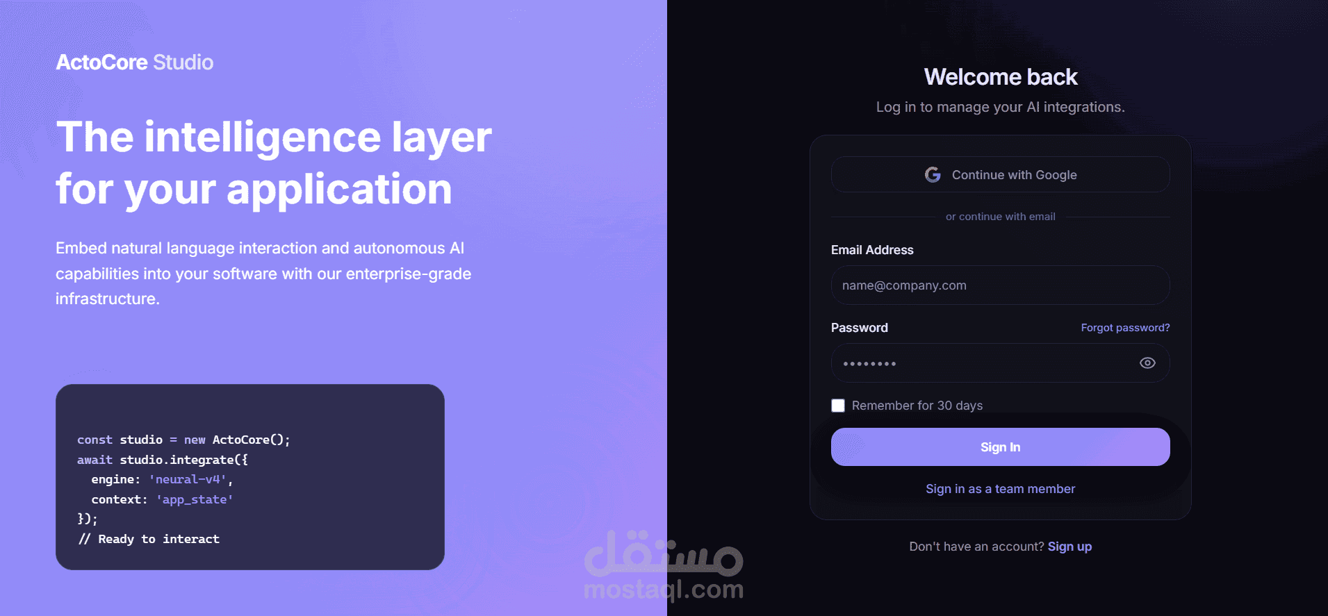 ActoCore web application