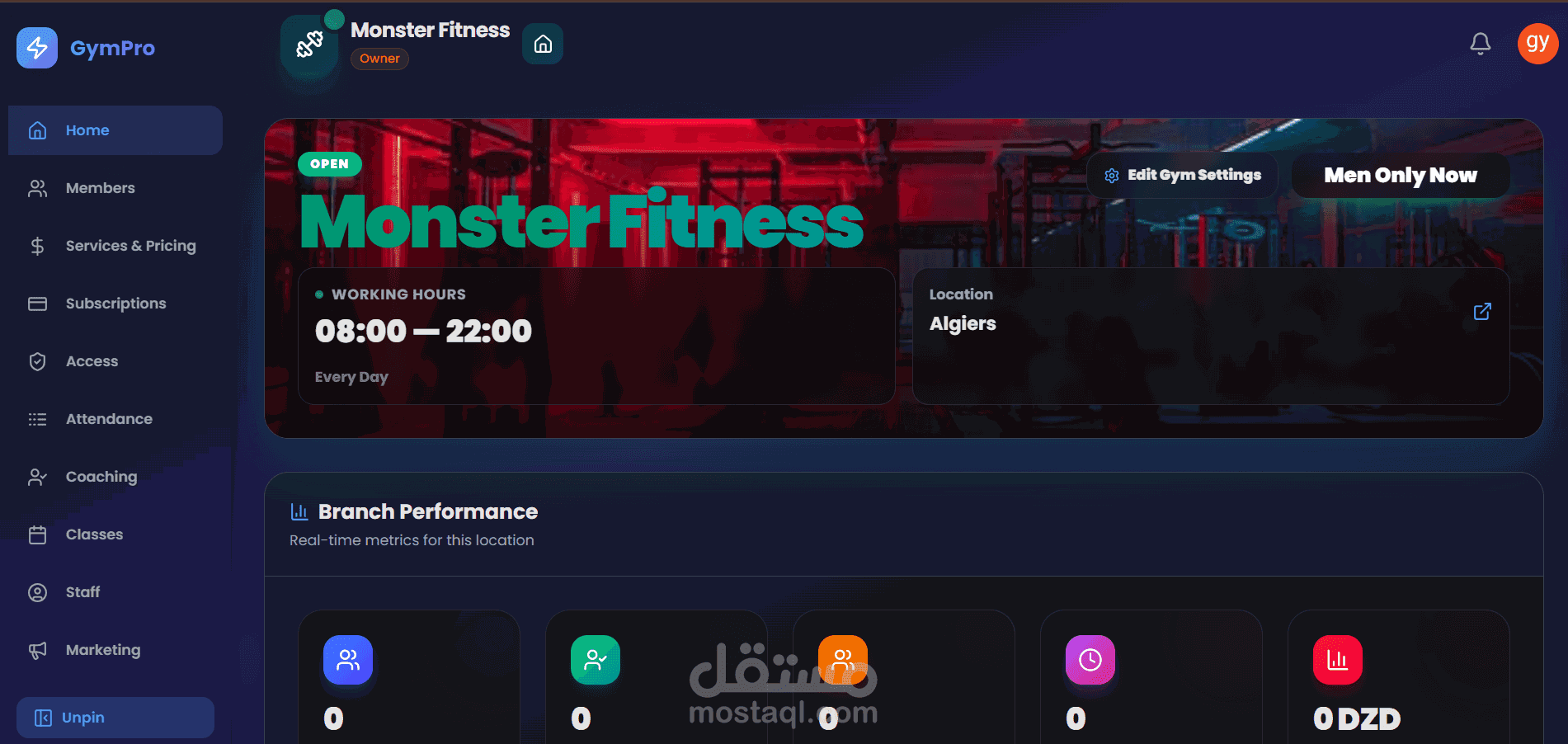 GymPro web application